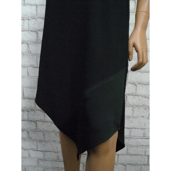 $268 Trina Turk Black Joyous Crepe Asymmetric Shift Dress Pockets Small NEW - Picture 9 of 12